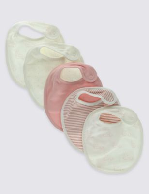 5 Pack Pure Cotton Assorted Bibs